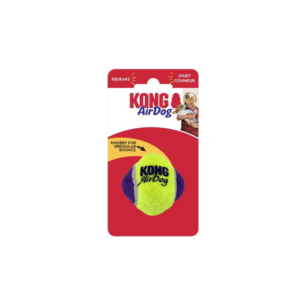 KONG AirDog Squeaker Knobby Ball Dog Toy, Yellow/Purple, X-Small/Small