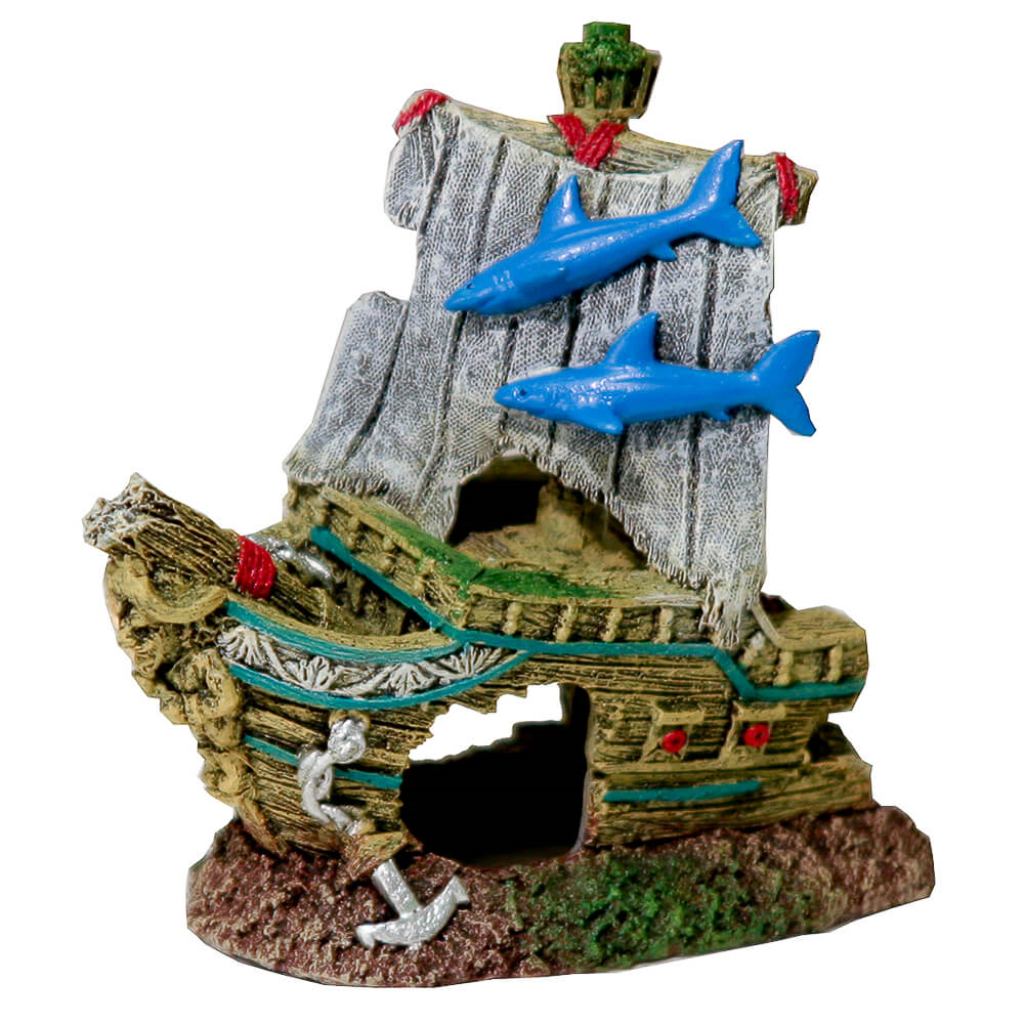 Blue Ribbon Exotic Environments Small Wonders III Ships Bow Aquarium Ornaments, Small