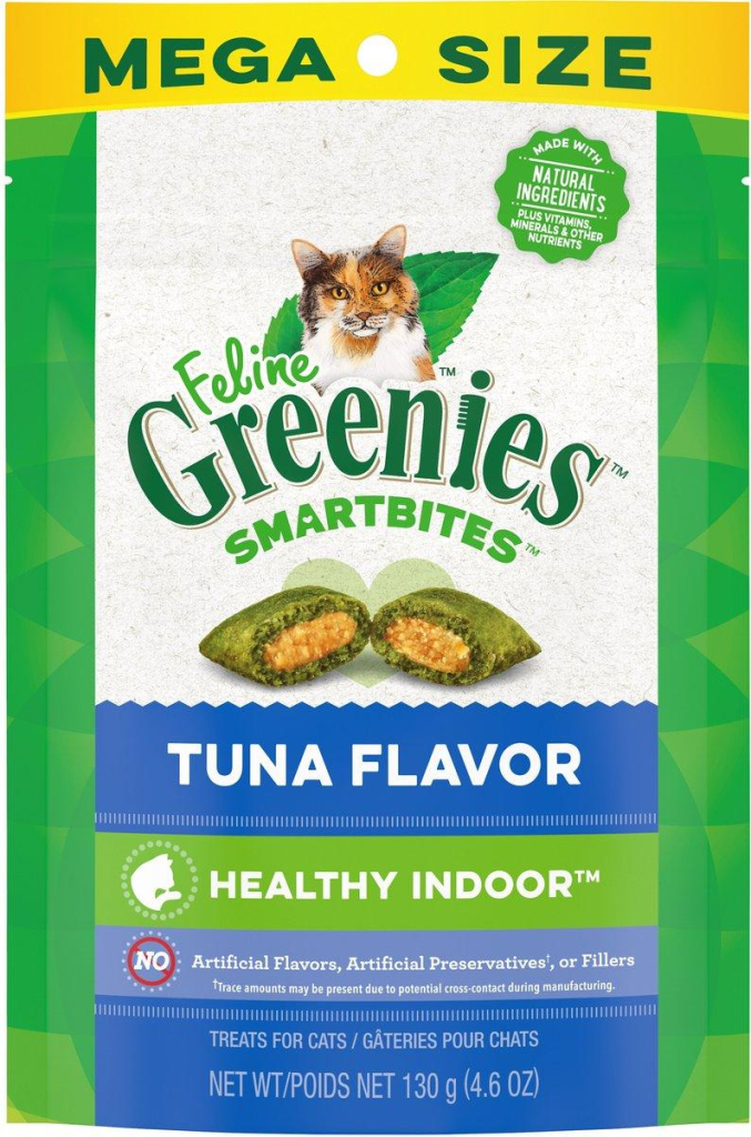 Feline Greenies SmartBites Healthy Indoor Tuna Flavor Cat Treats, 4.6-oz