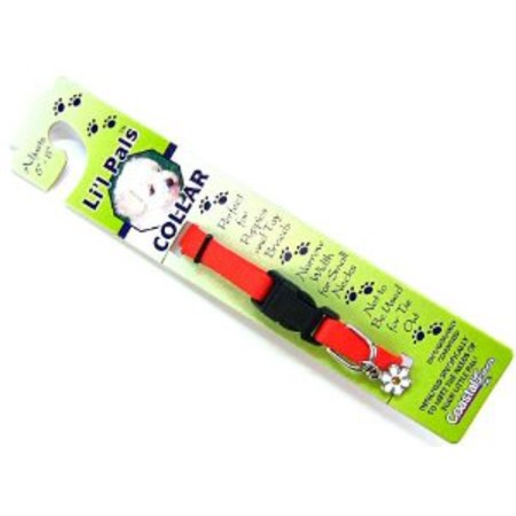 Li'l Pals Adjustable Dog Collar, Red, Small