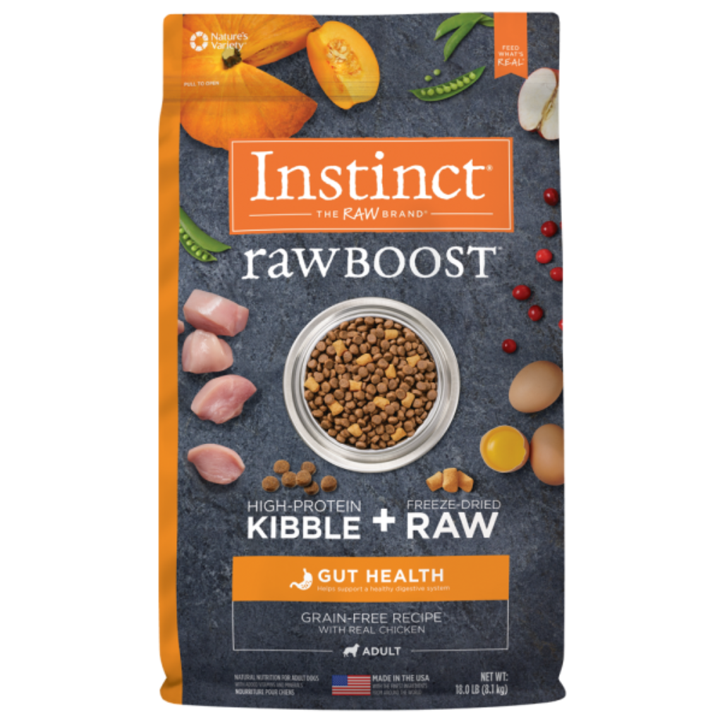Instinct Raw Boost Gut Health Cage-Free Chicken Dry Dog Food, 18-lb