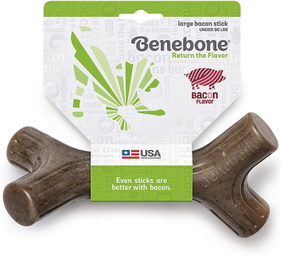 Benebone Bacon Stick Dog Chew Toy, Large
