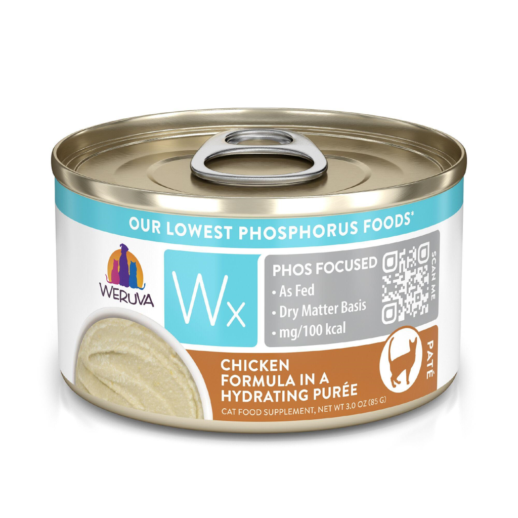 Weruva Wx Phos Focused Chicken Formula in a Hydrating Puree Wet Cat Food Can, 3-oz