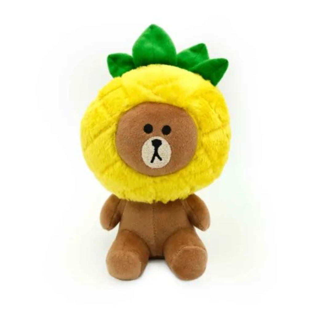 ZippyPaws Line Friends Pineapple Party Plush Dog Toy, Brown, 5 x 5.5 x 9-in