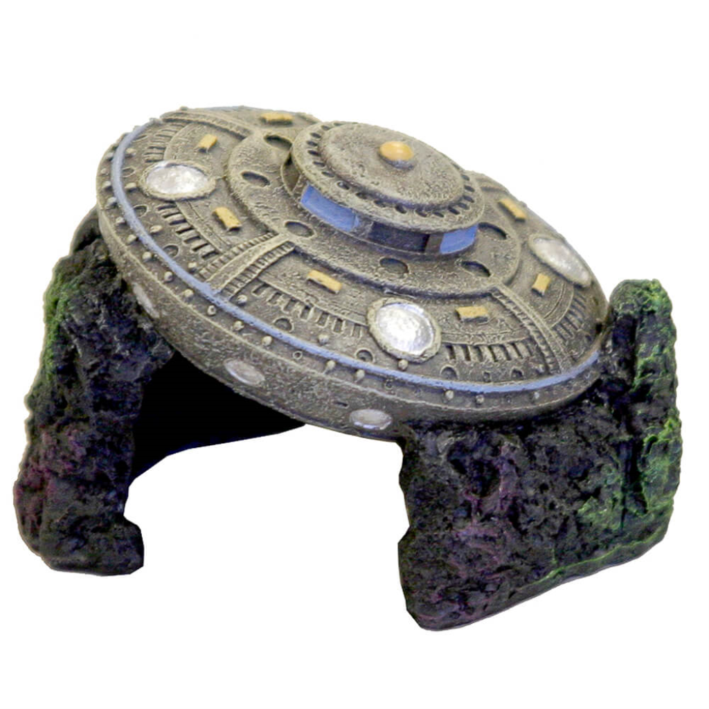 Blue Ribbon Exotic Environments Crashed UFO with Cave Aquarium Ornaments
