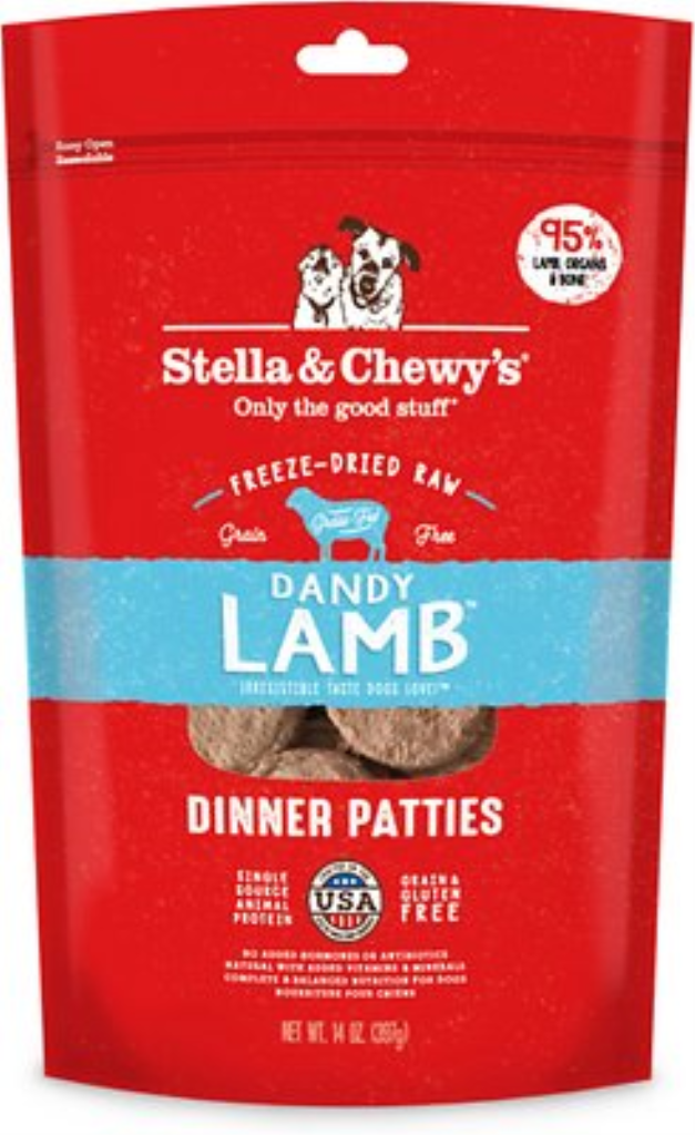 Stella & Chewy's Dandy Lamb Dinner Patties Grain-Free Freeze-Dried Dog Food, 14-oz