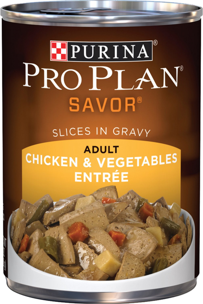 Purina Pro Plan Savor Adult Chicken & Vegetables Entree Slices in Gravy Canned Dog Food, 13-oz