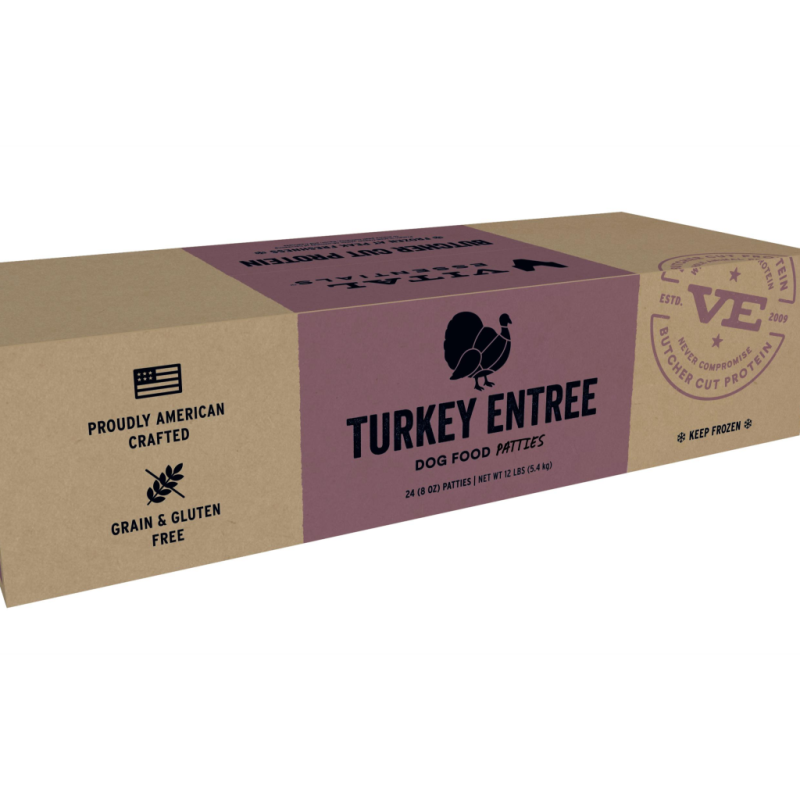 Vital Essentials Turkey Entree Patties Frozen Raw Dog Food, 12-lb