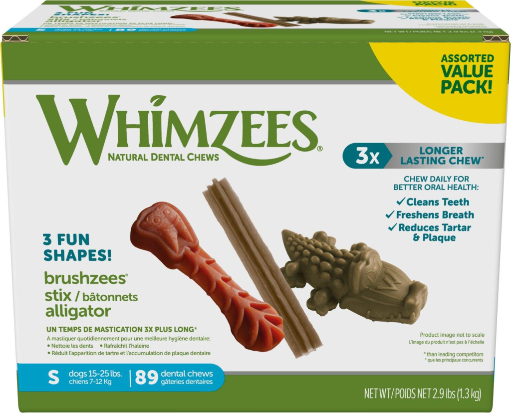 Whimzees Natural Dental Chews Small Breed Value Box Dog Treats, 89-count