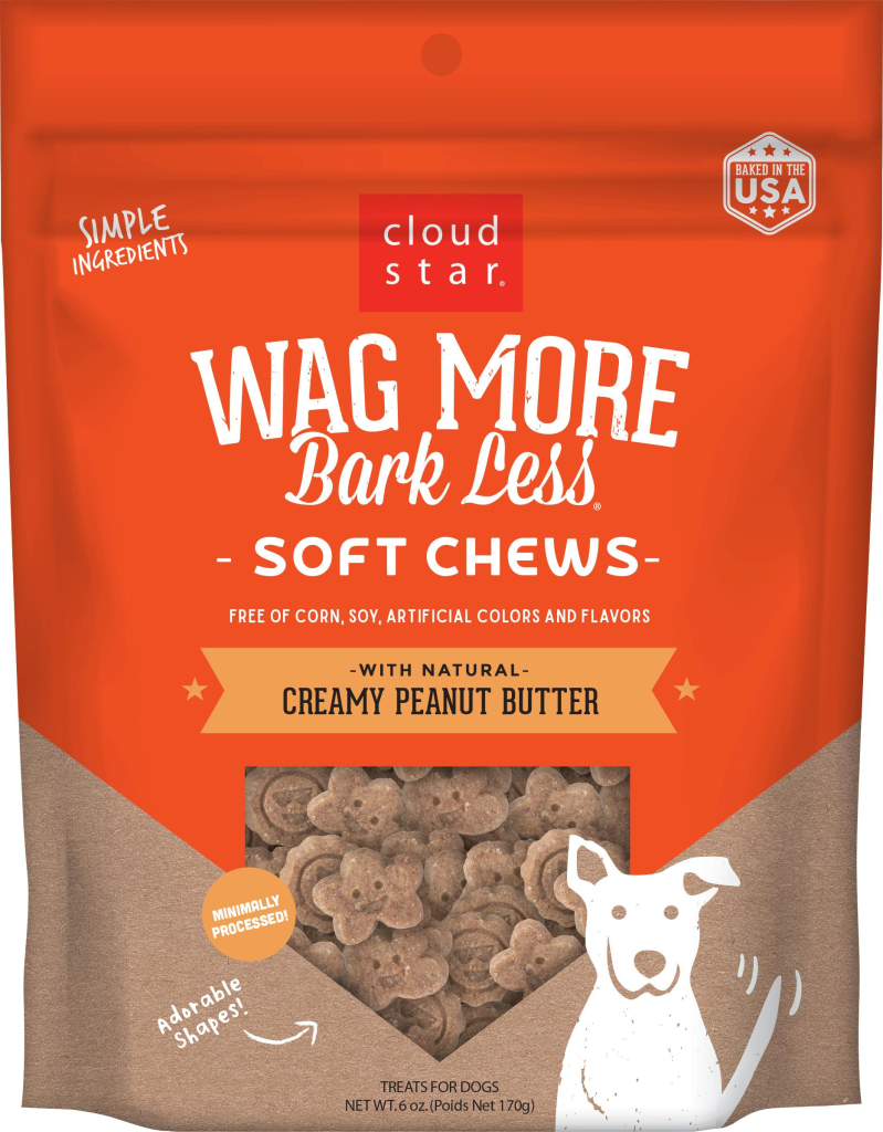 Cloud Star Wag More Bark Less Soft & Chewy with Creamy Peanut Butter Dog Treats, 6-oz