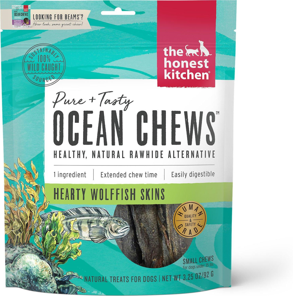 The Honest Kitchen Beams Ocean Chews Wolfish Skins Dehydrated Dog Treats, Small, 3.25-oz