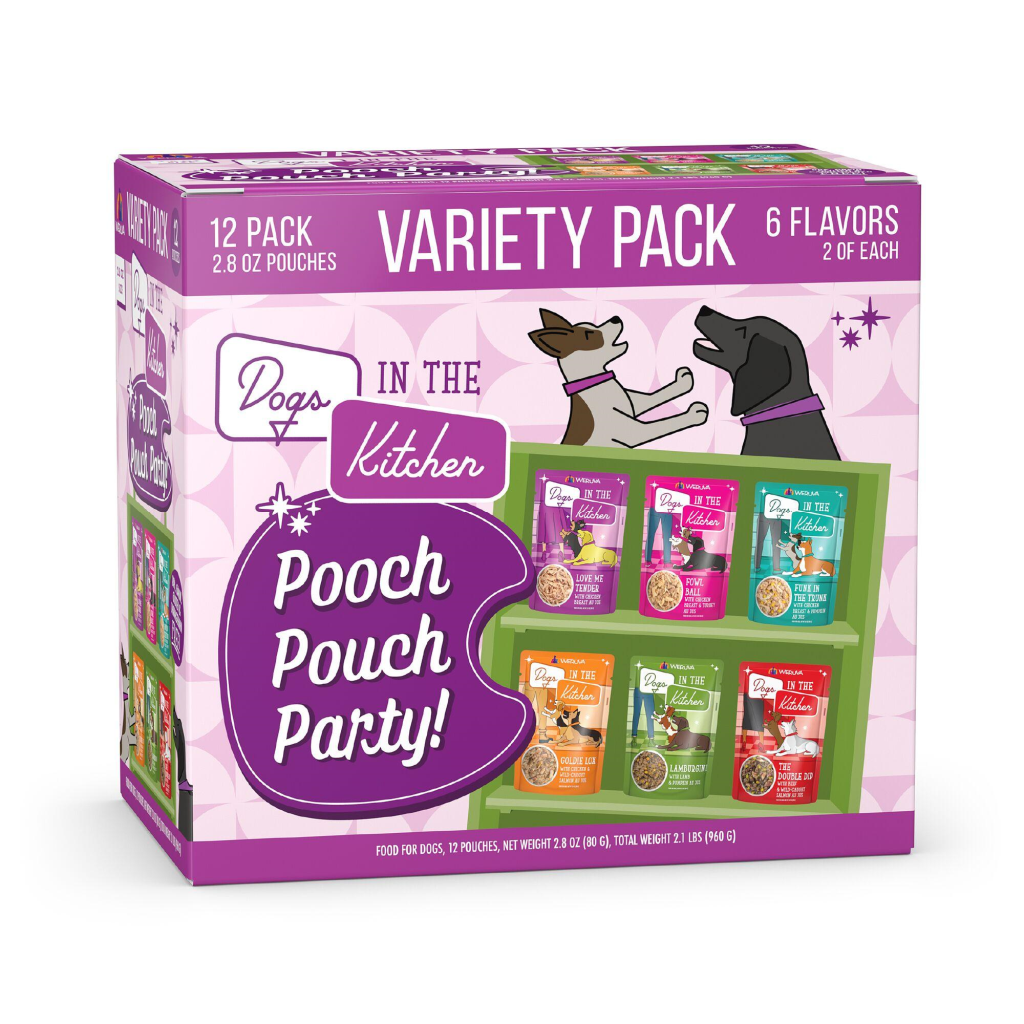 Dogs in the Kitchen Pooch Pouch Party! Variety Pack Wet Dog Food Pouch, 2.8-oz, 12-pk