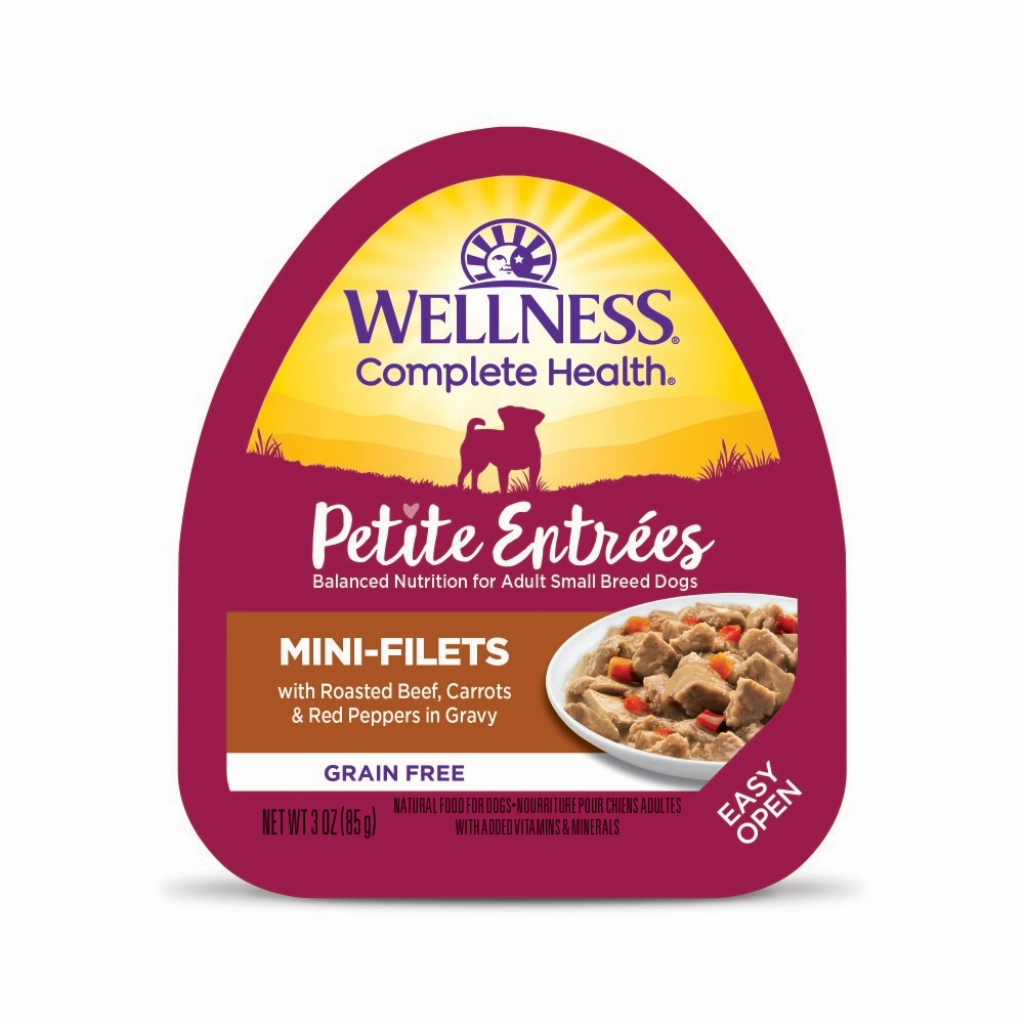 Wellness Petite Entrees Mini-Filets with Roasted Beef, Carrots & Red Peppers in Gravy Grain-Free Wet Dog Food, 3-oz