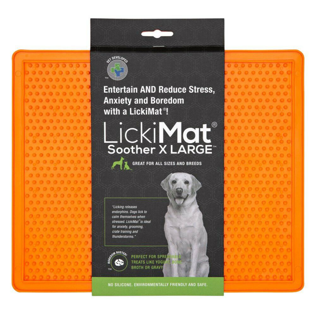 LickiMat Soother Dog Slow Feeder Mat, Orange,  X-Large