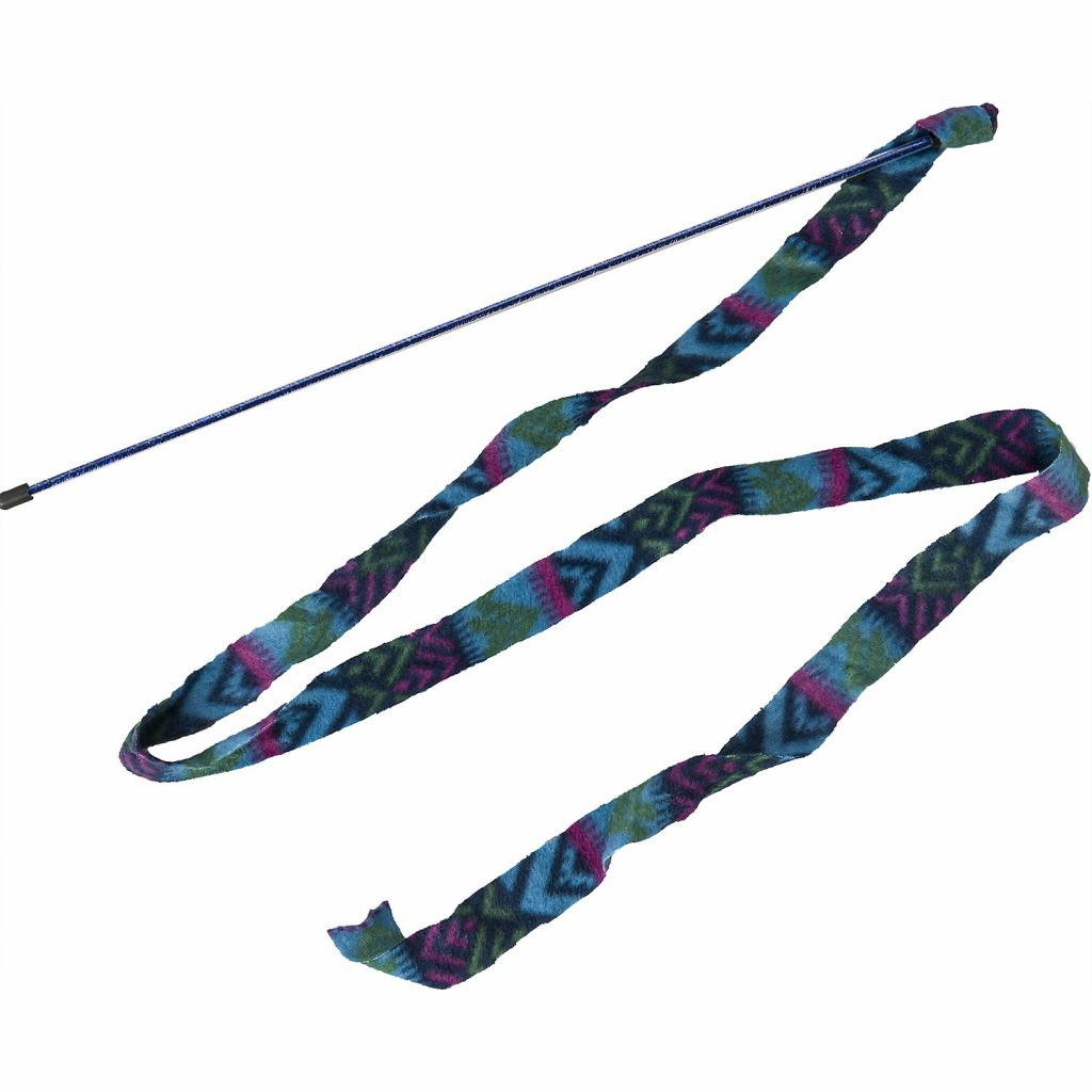 Ethical Pet Cat Prancer Fleece Frenzy Wand Cat Toys, Color Varies, 60-in