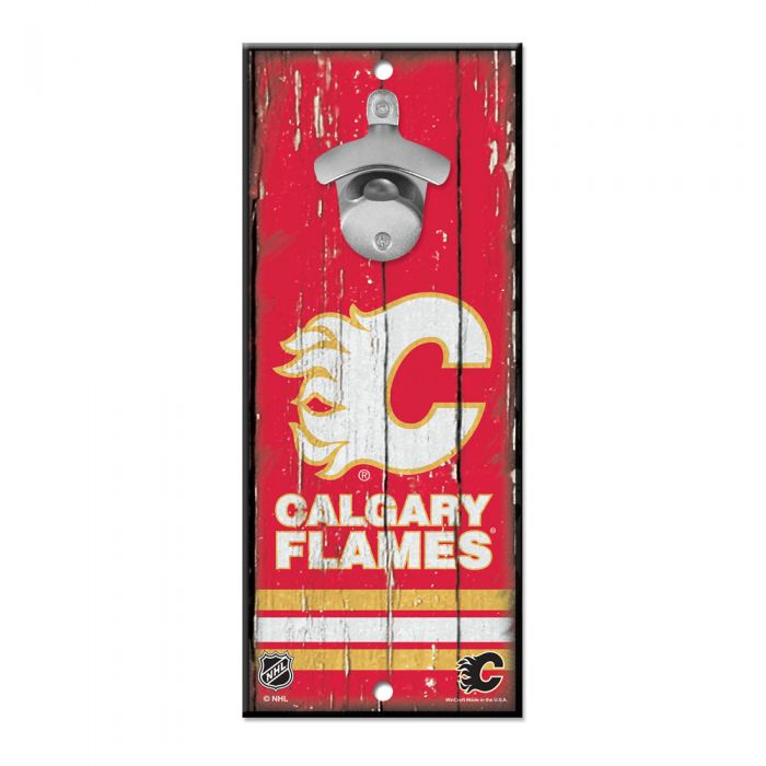 Calgary Flames Bottle Opener Sign 5" x 11"