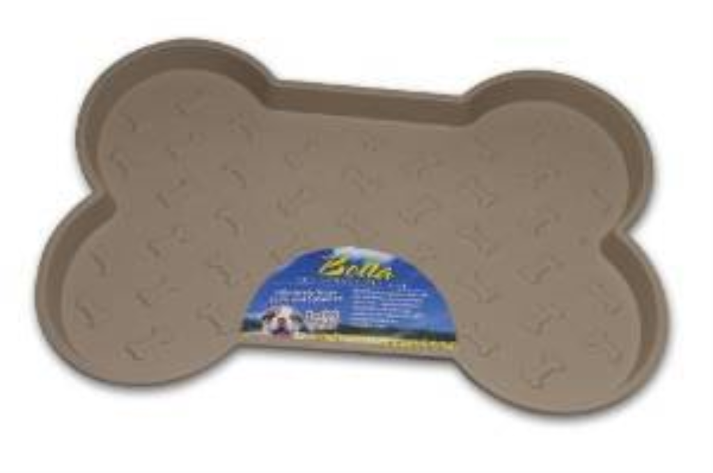 Loving Pets Spill-Proof Bone Shaped Dog Mat, Tan, Small