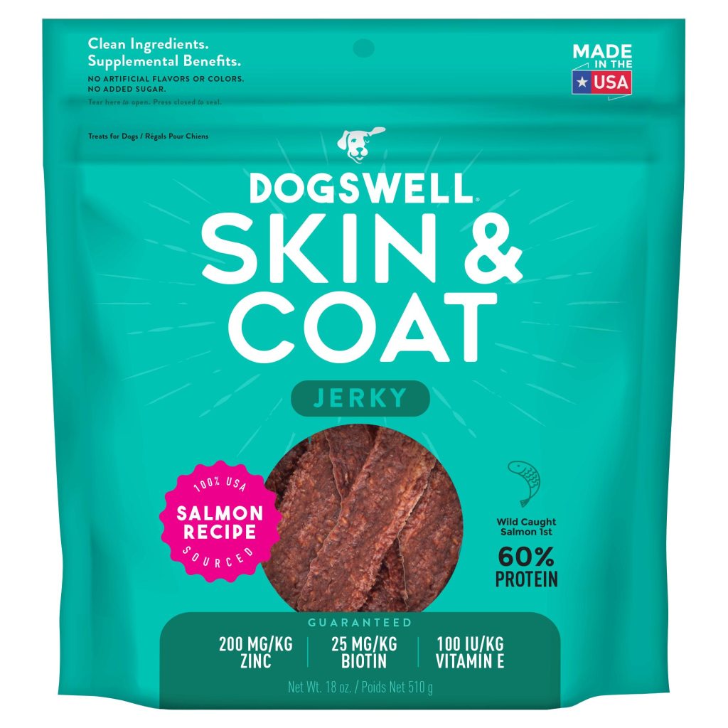 Dogswell Skin & Coat Salmon Jerky Dog Treats, 18-oz