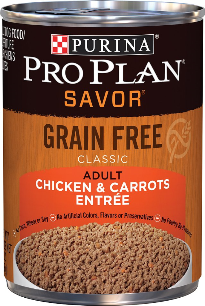 Purina Pro Plan Savor Adult Grain-Free Classic Chicken & Carrots Entree Canned Dog Food, 13-oz