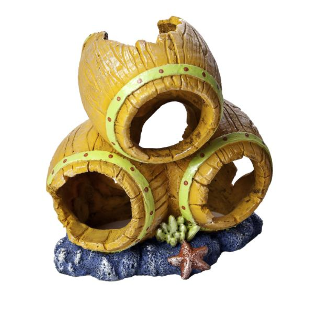 GloFish Barrels Aquarium Ornament, Large