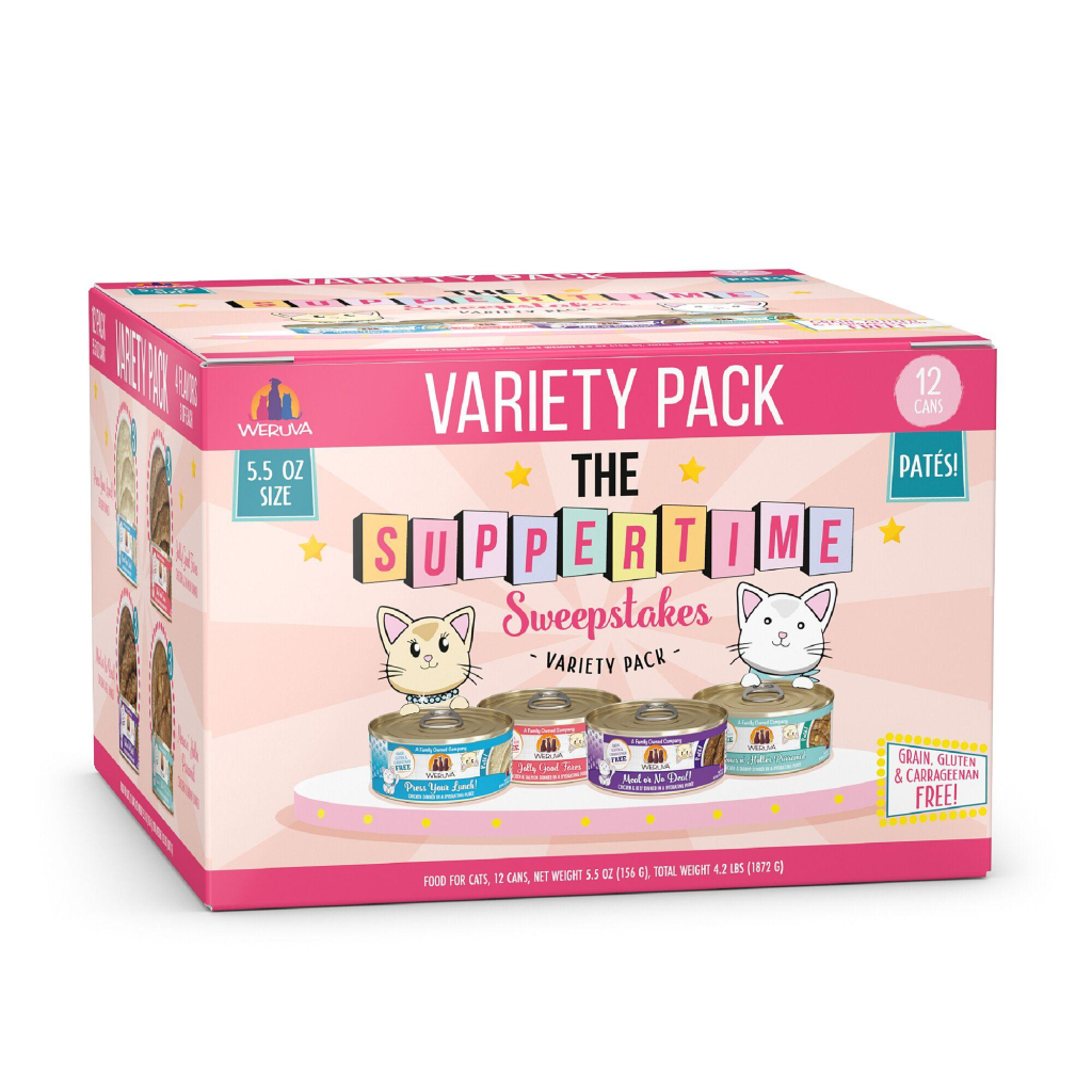 Weruva Cat Pate The Suppertime Sweepstakes Variety Pack Wet Cat Food Can, 5.5-oz, 12-pk