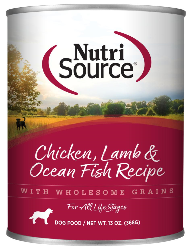 NutriSource Adult Chicken Lamb and OceanFish Canned Dog Food, 13-oz