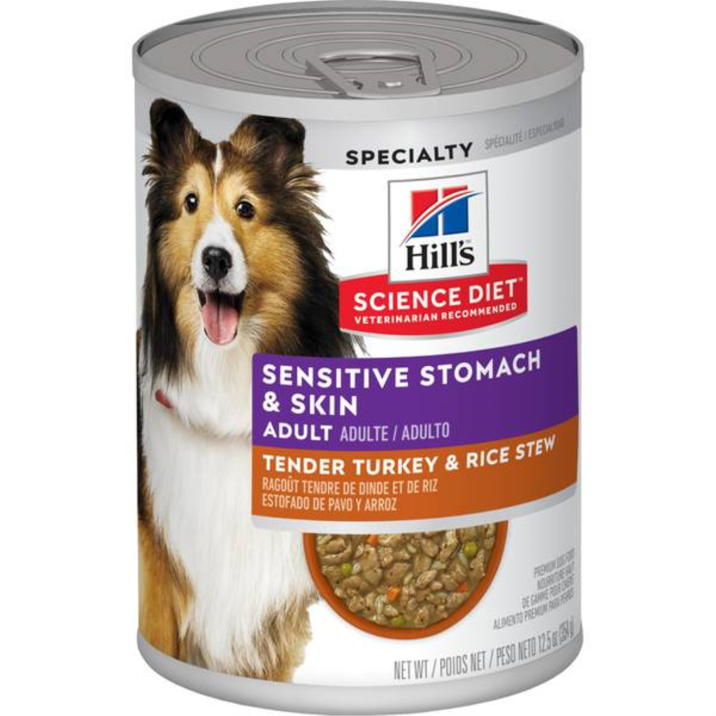 Hill's Science Diet Adult Sensitive Stomach & Skin Wet Dog Food, Tender Turkey & Rice Stew, 12.5-oz