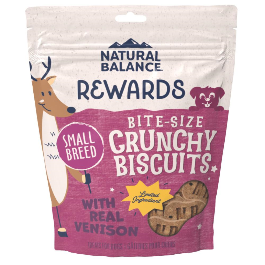 Natural Balance Rewards Crunchy Biscuits Bite-Size with Real Venison Small Breed Dog Treats, 8-oz