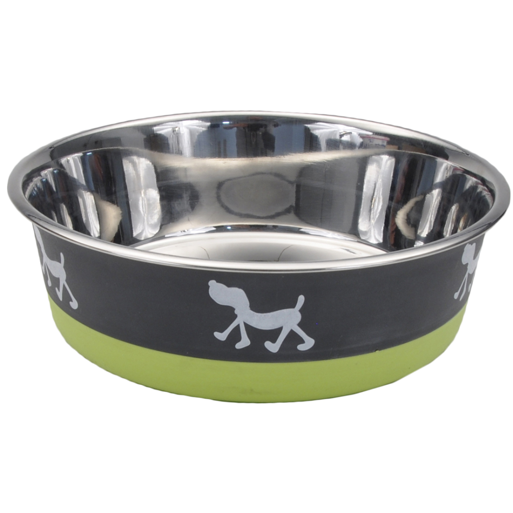 Coastal Maslow Non-Skid Pup Design Dog Bowl, Green/Gray, 13-oz