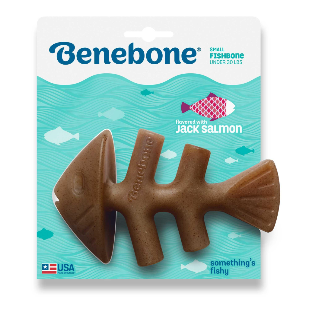 Benebone Fishbone Jack Salmon Flavor Dog Toy, Small