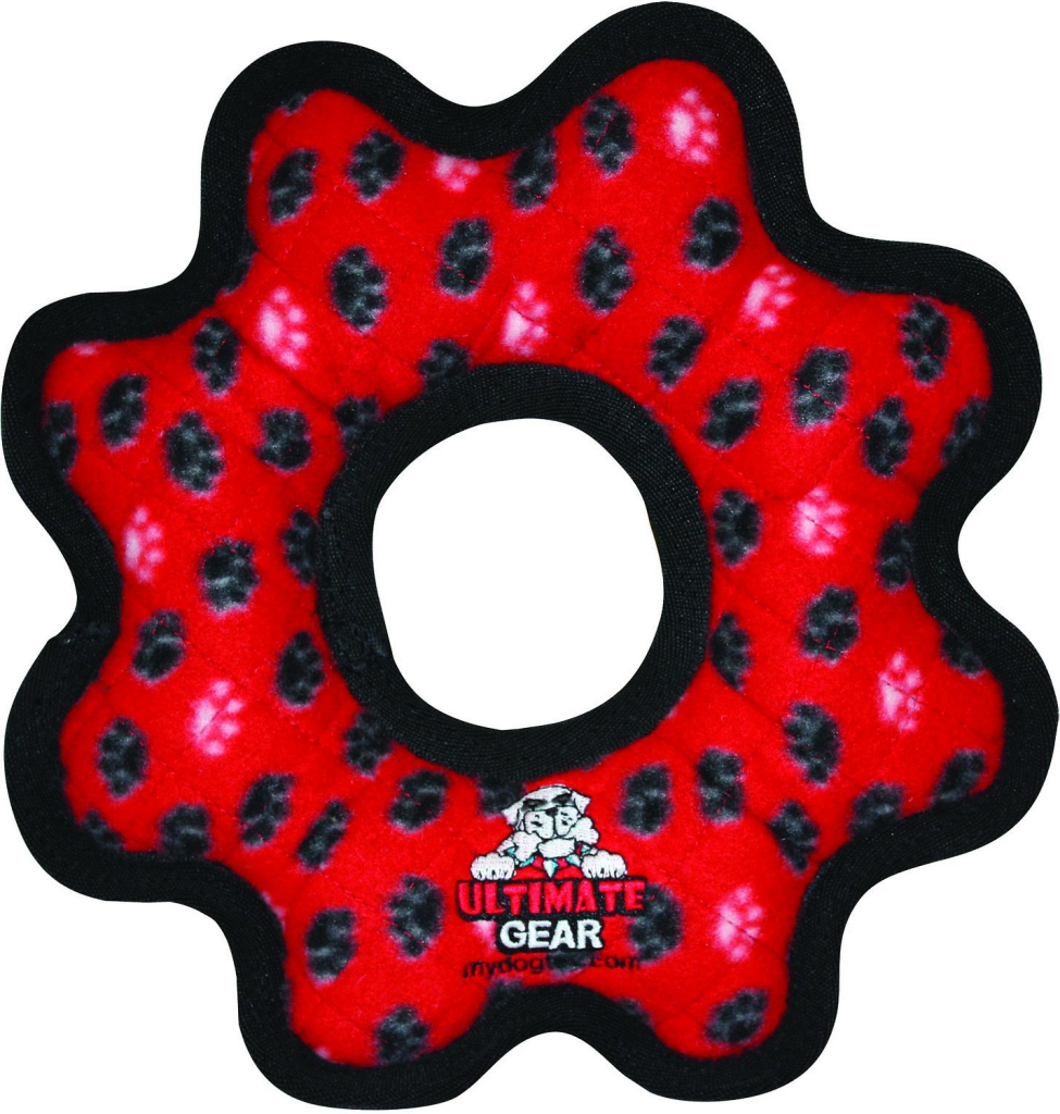 Tuffy Ultimate Gear Ring Dog Toy, Camo Blue, Red Paws