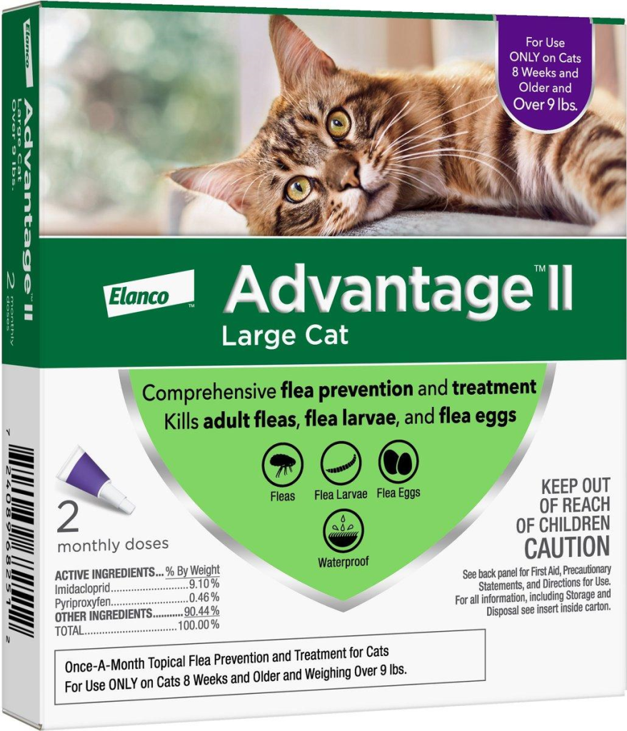 Advantage II Flea Treatment for Large Cats over 9-lb, 2-pk