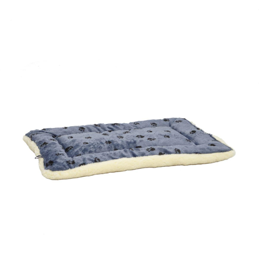 MidWest Quiet Time Reversible Fleece Pet Bed, Blue Paw Print, 42-in
