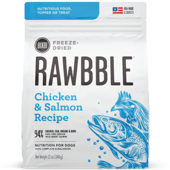 Bixbi -Rawbble Freeze-Dried Food/Treats for Dogs – Chicken & Salmon Recipe - 4.5oz