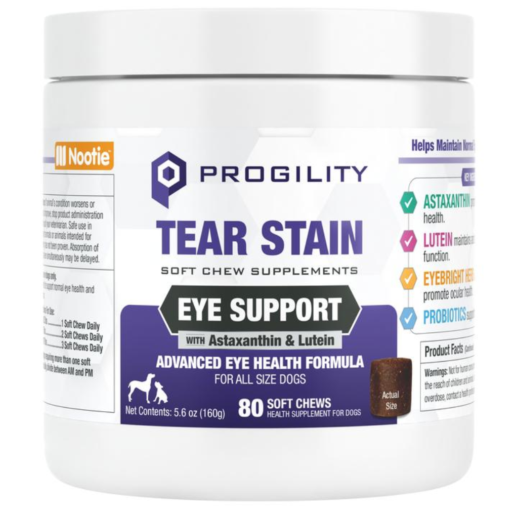 Nootie Progility Tear Stain Eye Support Soft Chews Dog Supplement, 80-count