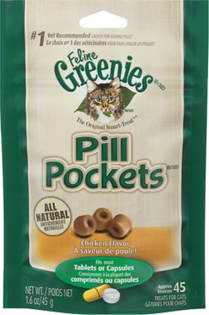 Feline Greenies Pill Pockets Chicken Flavor Cat Treats, 45-count