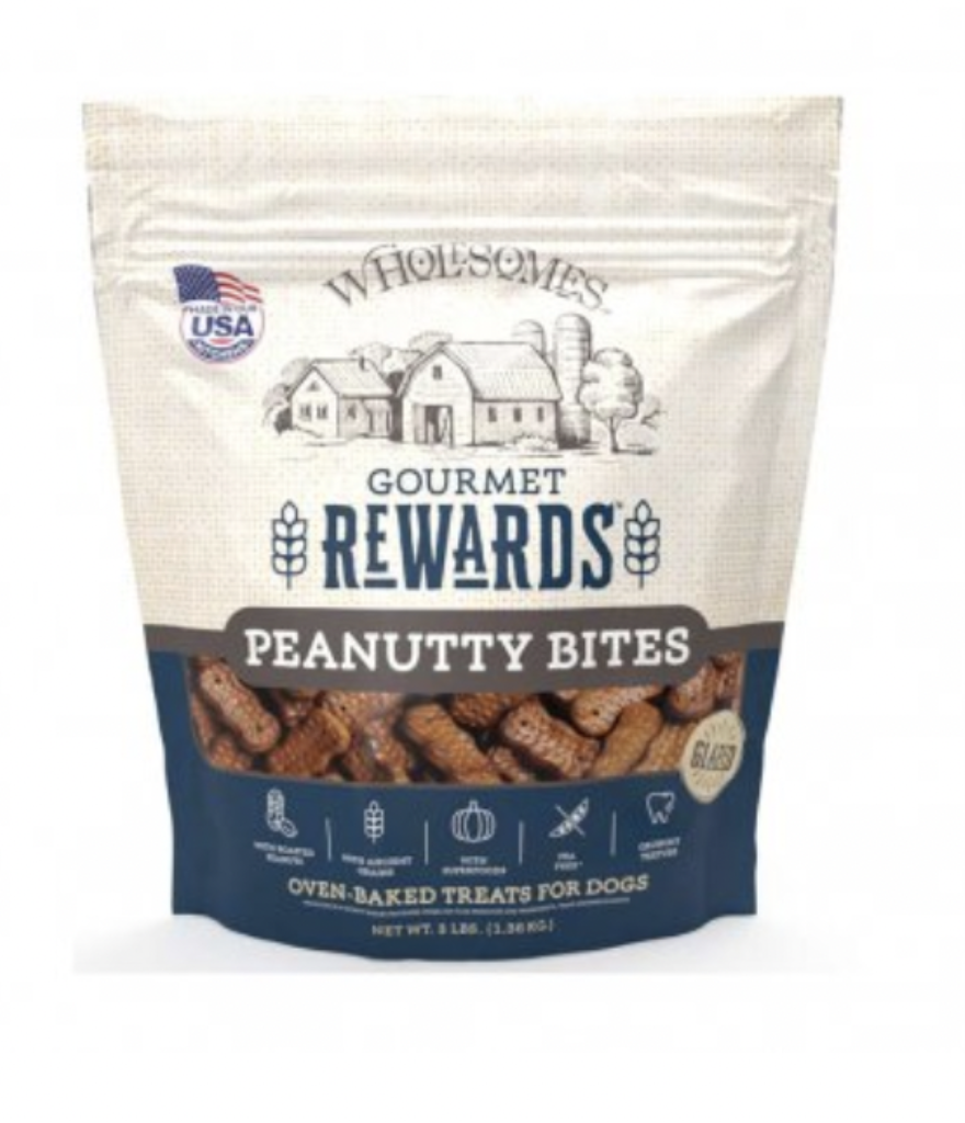 Wholesomes Gourmet Rewards Peanutty Bites Dog Treats, 3-lb