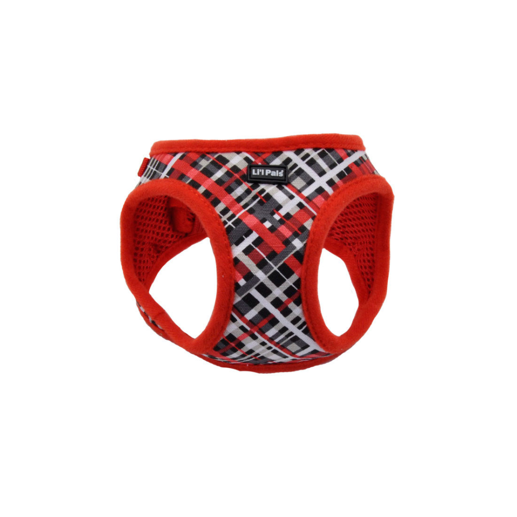 Li'l Pals Canvas Dog Harness, Red & Grey Plaid, 8-10-in