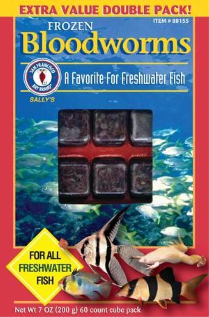San Francisco Bay Brand Bloodworms Cube Frozen Fish Food, 7-oz