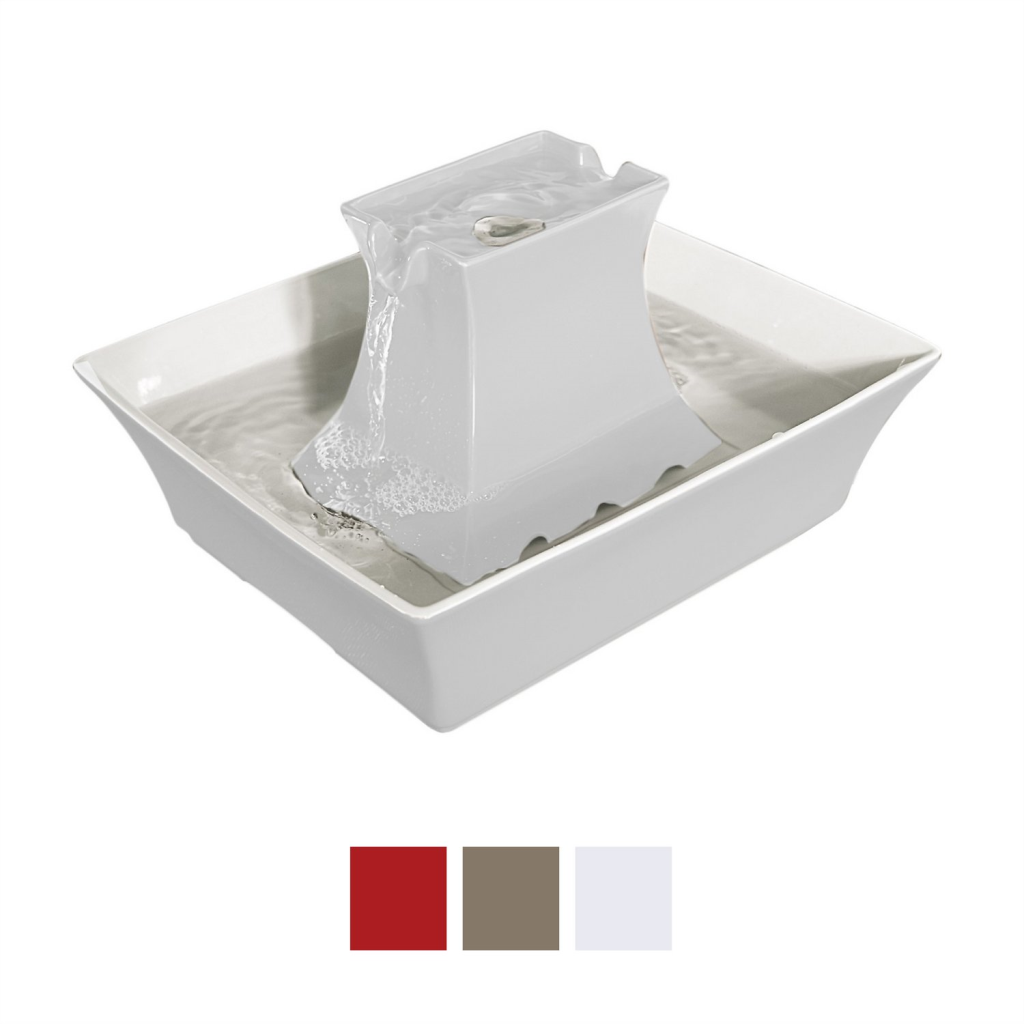 PetSafe Drinkwell Pagoda Ceramic Pet Fountain, White, 70-oz