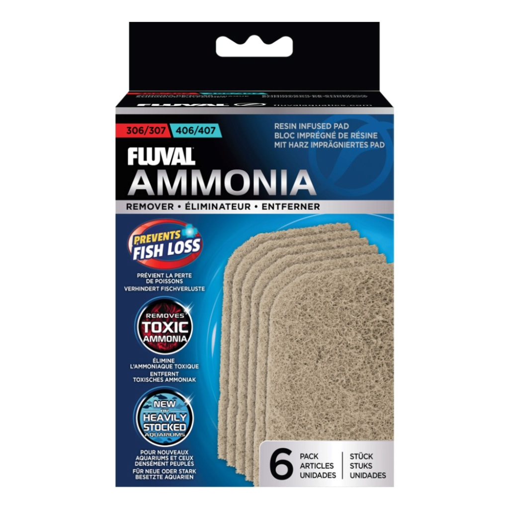 Fluval 306/406, 307/407 Ammonia Remover Pad for Aquariums, 6-pk