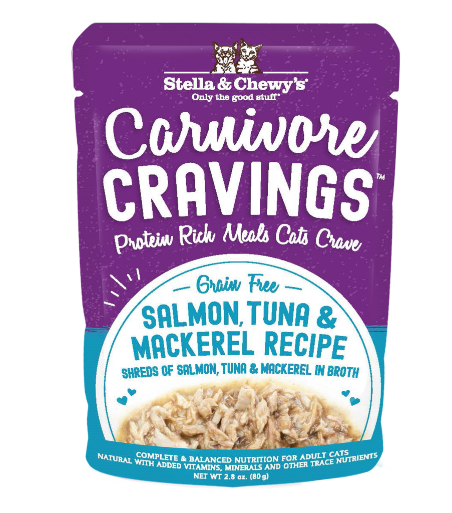Stella & Chewy's Carnivore Cravings Salmon, Tuna & Mackerel Wet Cat Food, 2.8-oz pouch