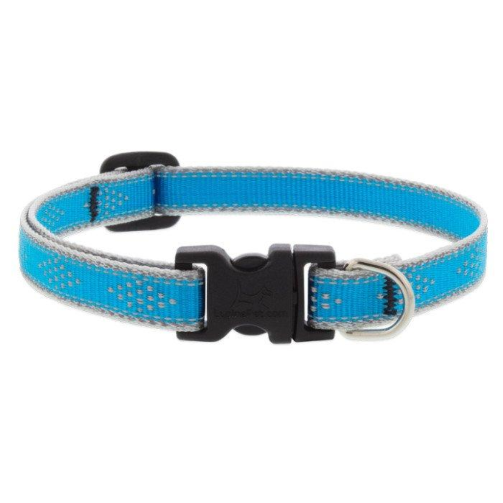 Lupine Pet High Lights Reflective Adjustable Dog Collar, Blue Diamond, 3/4-in x 13-22-in