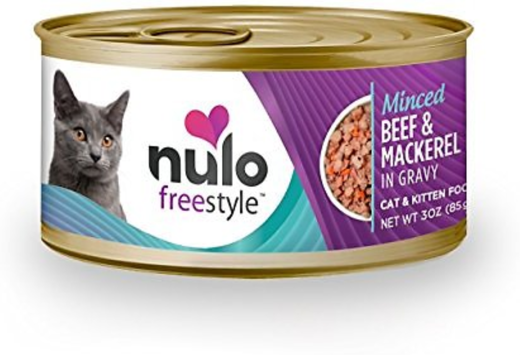 Nulo Cat Freestyle Minced Beef & Mackerel in Gravy Grain-Free Canned Cat Food, 3-oz
