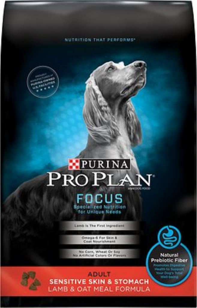Purina Pro Plan Focus Adult Sensitive Skin & Stomach Lamb & Oatmeal Formula Dry Dog Food, 24-lb