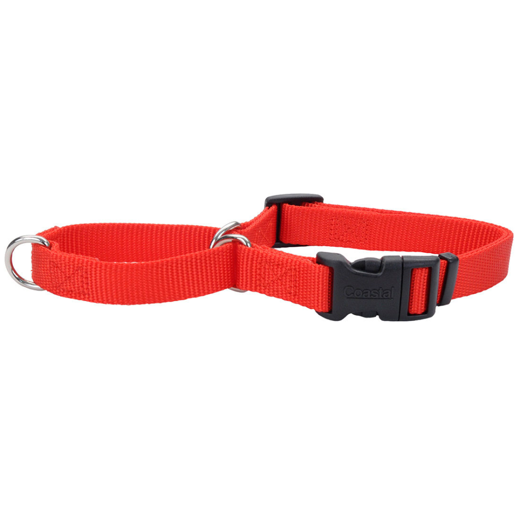 No Slip Martingale Adjustable Dog Collar with Buckle, Red, 5/8-in x 14-in-18-in