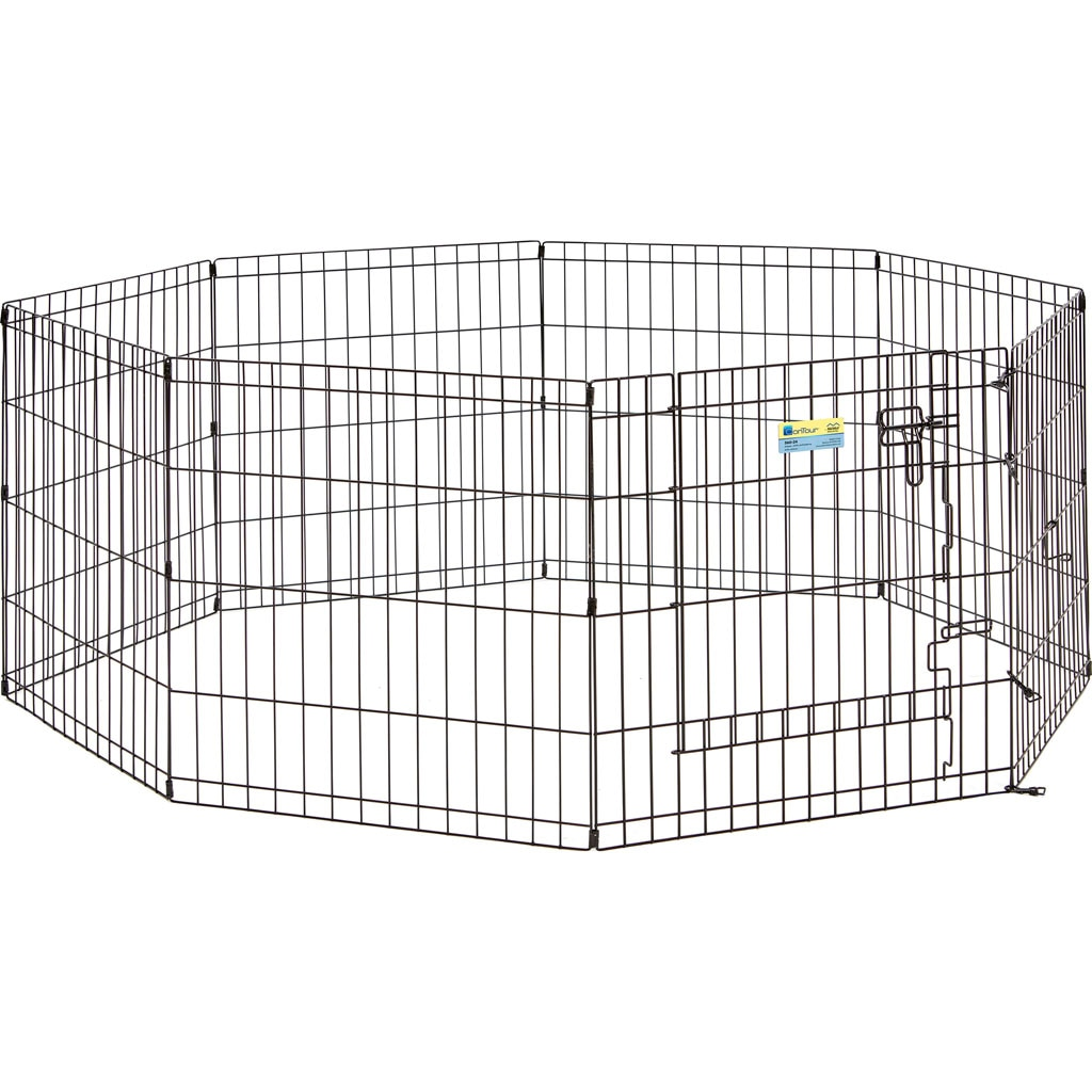MidWest ConTour Exercise Pen with Door for Dogs, Black, 24-in