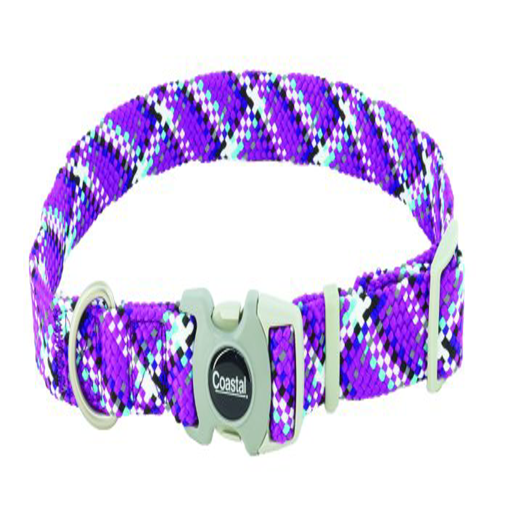 Pro Active Adjustable Woven Reflective Dog Collar, Woven Violet, 1" x 18-26" Dog 1pc