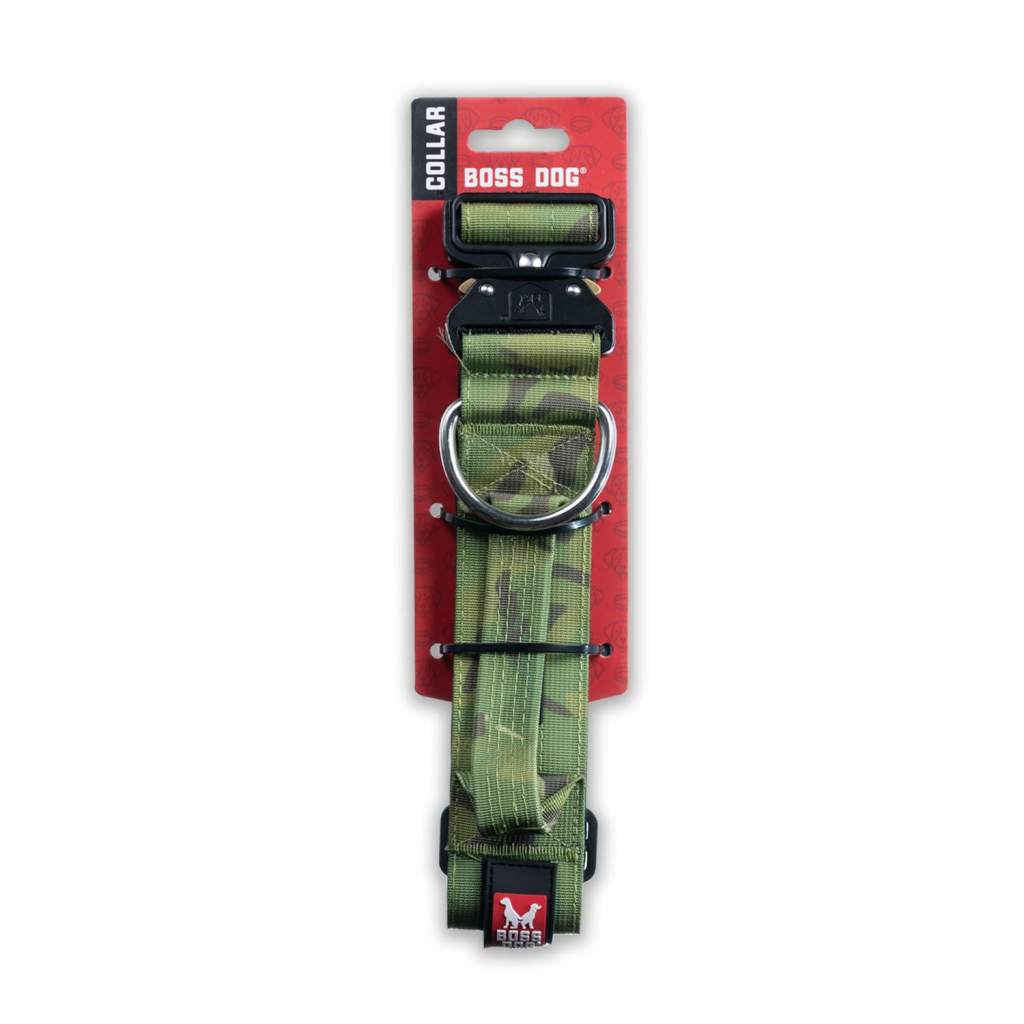 Boss Dog Boss Tactical Dog Collar, Camo Green, 1.2-in x 13-16-in