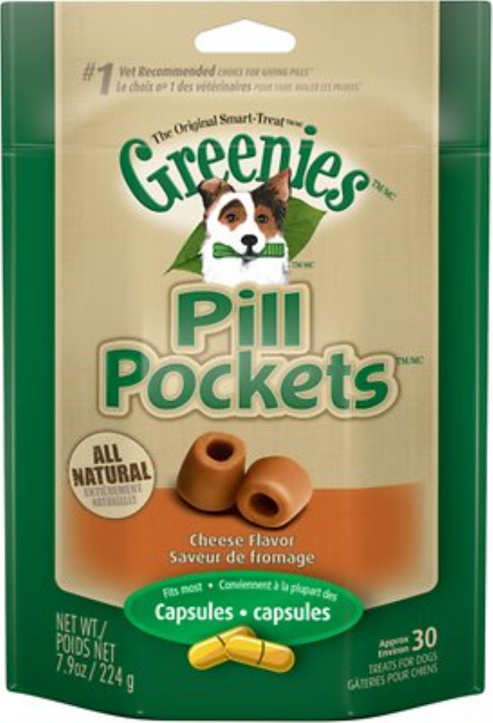 Greenies Pill Pockets Canine Capsules Cheese Flavor Dog Treats, 30-count